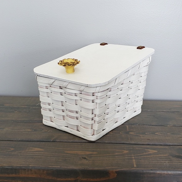 unknown Accents Woven Basket With Flip Top Lid Offwhite Poshmark